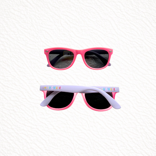 Two pairs of sunglasses on a white background